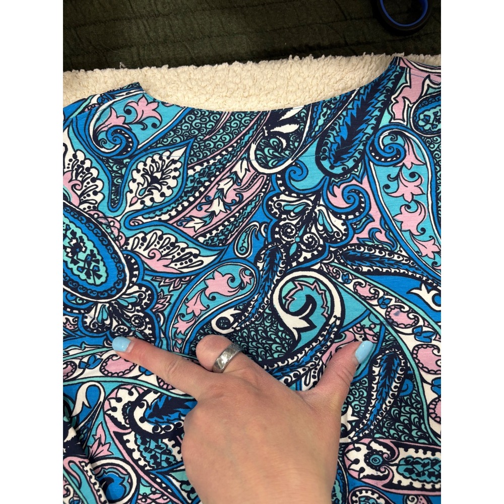 NWT Coolibar Oceanside Tunic Dress XS Paisley Pattern Blue Pink UPF50 Resortwear - Picture 7 of 8